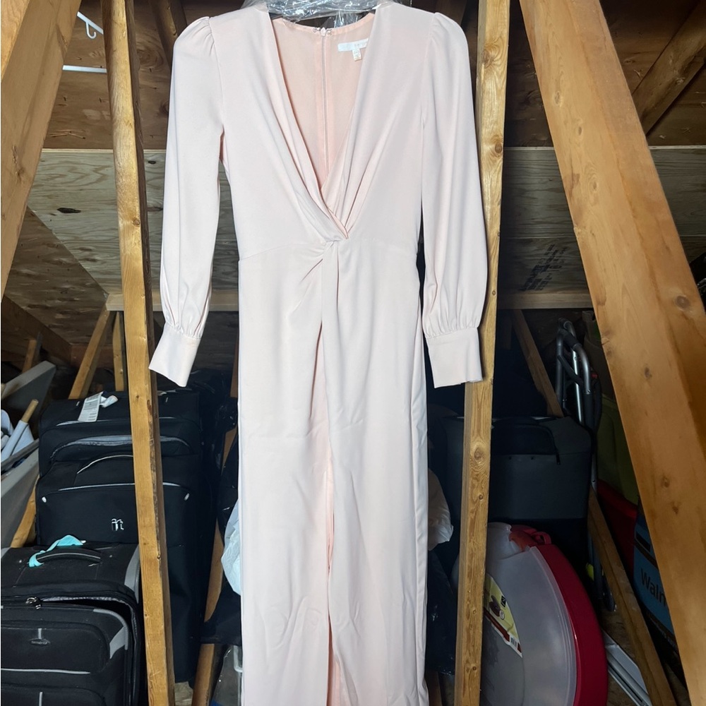 Dress light pink sz XS 4-6 maxi length tie front worn 1x